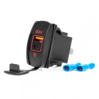 [Vodotesná nabíjačka na telefón v tvare lode s ČERVENÝM LED podsvietením USB + USB C QC3.0 12/24V AMIO-04229]