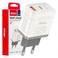 [Nástenná nabíjačka Quick Charge GaN 30W USB-A + USB-C AMIO-04286]