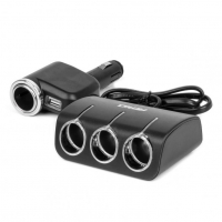 [Triple extension socket charger 1x USB A 1x cigarette lighter 12/24V 120W 80cm AMIO-04360]