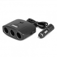 [Triple extension socket charger 2x USB A ON/OFF button 12/24V 100W 70cm AMIO-04362]