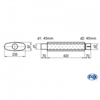 [Univerzálny oválny nerezový tlmič s výstupnou rúrou - Obvod 558mm - UNI-55842045s]