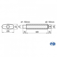 [Univerzálny oválny nerezový tlmič s výstupnou rúrou - Obvod 558mm - UNI-55842050s]