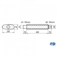 [Univerzálny oválny nerezový tlmič s výstupnou rúrou - Obvod 558mm - UNI-55842055s]