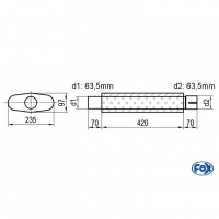 [Univerzálny oválny nerezový tlmič s výstupnou rúrou - Obvod 558mm - UNI-55842063s]