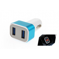 [Autonabíjačka mobilného telefónu s 2xUSB + tester napätia akumulátora TEST-04]