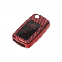 [TPU obal pro klíč Škoda, VW, Seat, carbon červený]