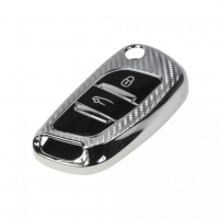[TPU obal pro klíč Peugeot/Citroën, 3-tlačítkový, carbon silver]