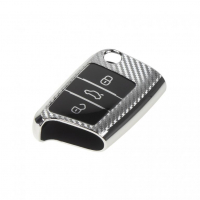 [TPU obal pro klíč Škoda, VW, Seat, carbon silver]