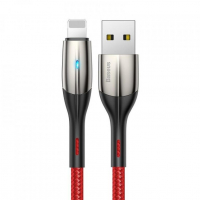 [Kábel USB Lightning s LED diódov Baseus Horizontal, červený 2.4A 100 cm]
