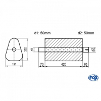 [Univerzálny trojuholníkový nerezový tlmič s výstupnou rúrou - Obvod 725mm - UNI-72542050s]