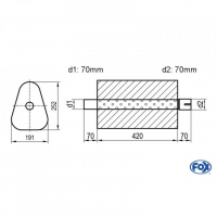 [Univerzálny trojuholníkový nerezový tlmič s výstupnou rúrou - Obvod 725mm - UNI-72542070s]