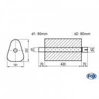 [Univerzálny trojuholníkový nerezový tlmič s výstupnou rúrou - Obvod 725mm - UNI-72542080s]