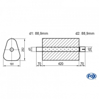 [Univerzálny trojuholníkový nerezový tlmič s výstupnou rúrou - Obvod 725mm - UNI-72542088s]