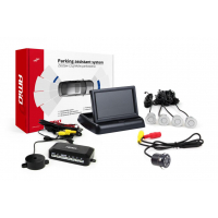[Asistent parkovania TFT02 4,3" s kamerou HD-308-LED 4-senzorové - strieborné]