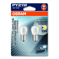 [OSRAM 12V PY21W (BAU15S) 12V diadem chrome (2ks) oranžová Duo-blister]