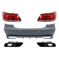 [Zadný nárazník s koncovkami tlmiča výfuku Čierna a LED svetelná lišta Zadné svetlá vhodné pre Mercedes W212 E-Class Facelift (2009-2012) E63 Design]