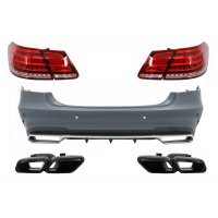 [Zadný nárazník s koncovkami tlmiča výfuku Black Edition a LED svetelnou lištou Zadné svetlá vhodné pre Mercedes W212 E-Class Facelift (2009-2012) E63 Design]