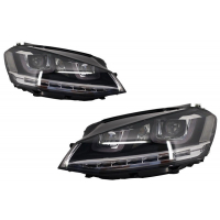 [Predné svetlomety 3D LED DRL vhodné pre VW Golf 7 VII (2012-2017) Strieborné R-Line LED plynulé dynamické sekvenčné natáčacie svetlá]