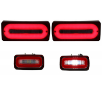 [Full LED zadné svetlá svetelná lišta s hmlovým svetlom vhodné pre Mercedes G-class W463 (1989-2015) RED dynamické sekvenčné natáčacie svetlá]